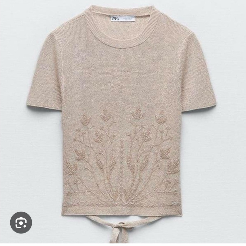 ZARA -Knit Top with Metallic Thread and Open Back - Size Small